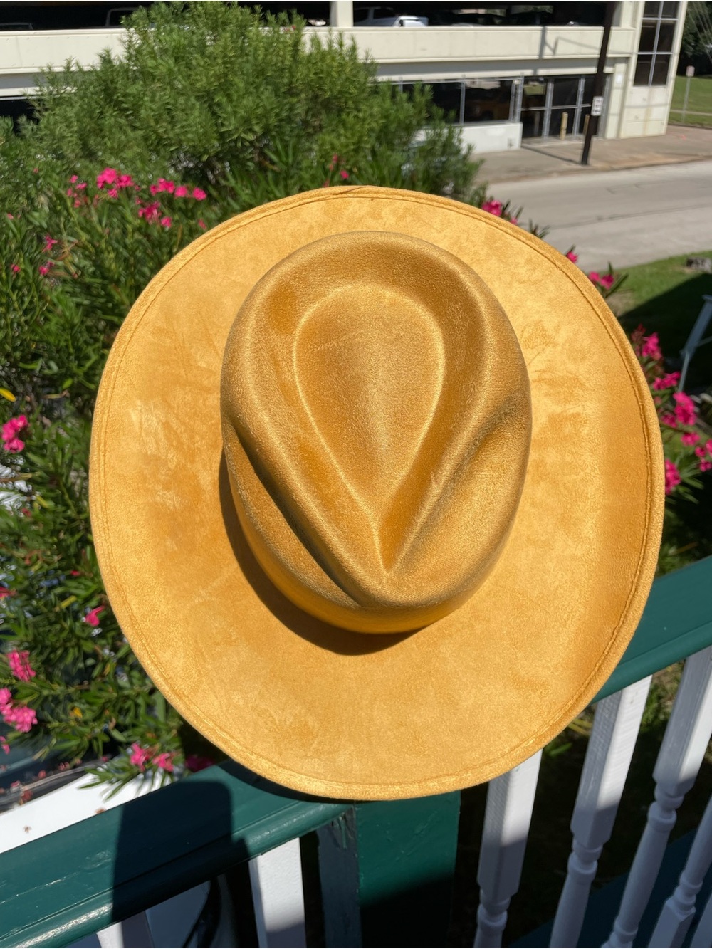 Vintage Innovation Hats Gold Faux Suede Wide Brim Western Hat 23”